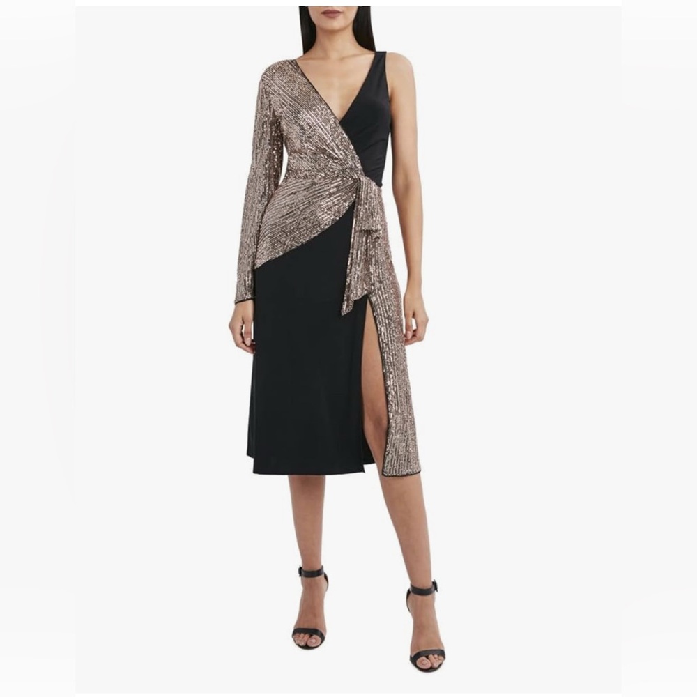 BCBGMaxAzria short evening wrap dress